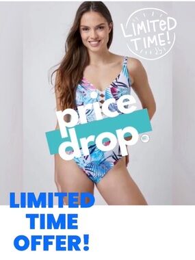 Profile By Gottex Turkiz One-Piece Swimsuit, Size 14 NWT